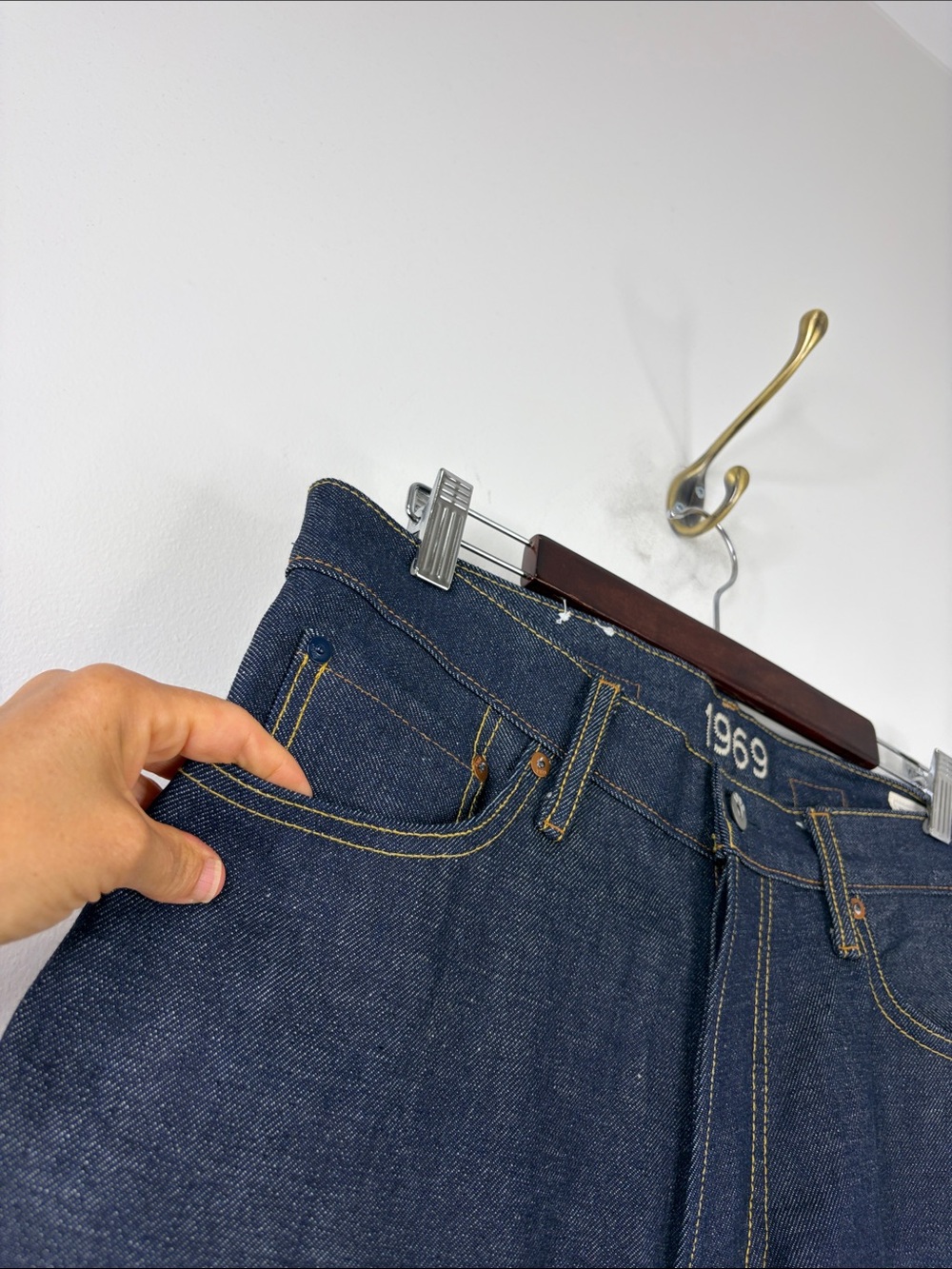 Gap Selvedge Jeans Men 32 x 33 Dark Indigo Blue Cotton Straight Leg Standard Fit - Picture 7 of 16